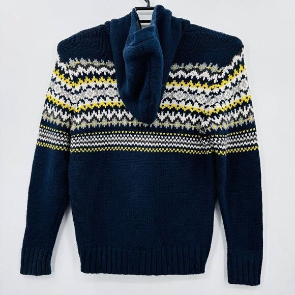 P.S. from Aeropostale Fair Isle Sweater Hoodie Jacket Boys XL Blue White Yellow - Picture 2 of 9